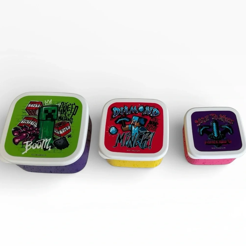 Minecraft Food Containers Lunch Storage Kids Bento Made in‎ Japan Nesting Food 3
